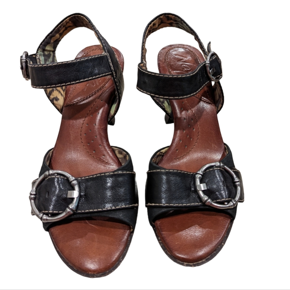 ✨NWOT✨Naya/Anthropologie/Leather/Black🖤/Buckle/Sandal/Sz 5